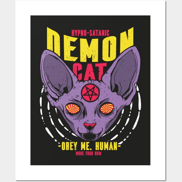 Retro Demon Sphynx Cat Wall Art by SLAG_Creative